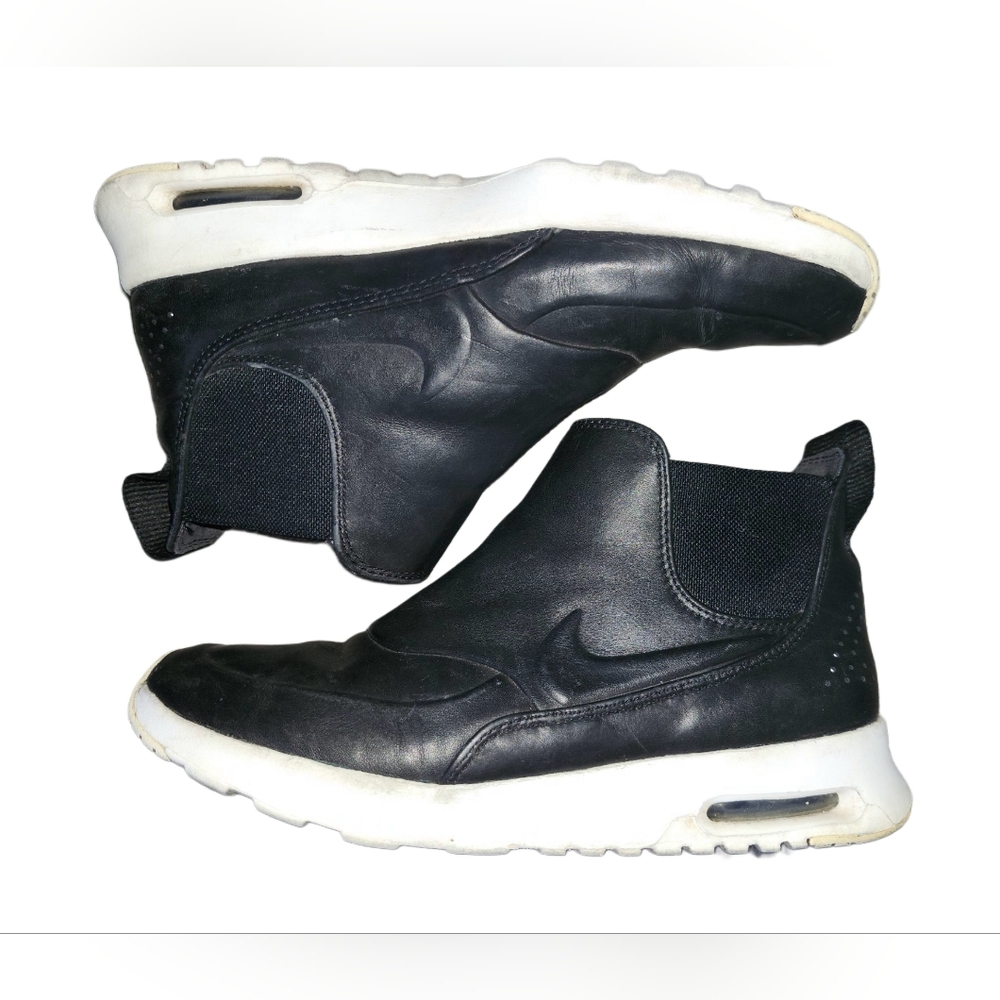 Nike Black Leather Slip-On Women's Athletic Shoes -THEA